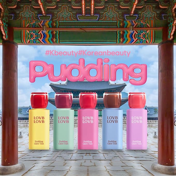 Pudding Glow Korean Lip Tint | Natural Lip Stain | Gloss to Stain | Long-Lasting & Non-Sticky | Lightweight Lip Tint 0.14 oz. (01 RED BERRY)