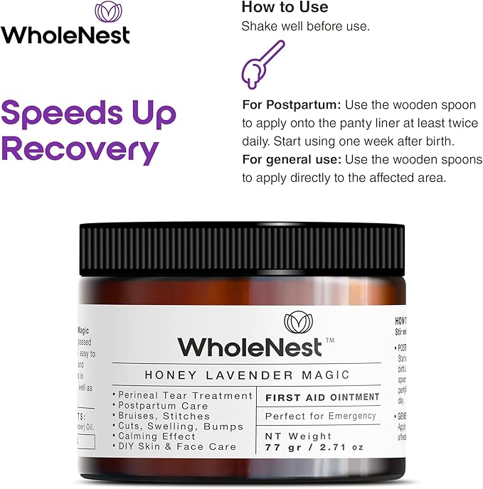 Complete Postpartum Care Includes Wonder Spray, Less Than A Day Hemorrhoid Relief, and Honey Lavender Perineal Balm for Comprehensive Recovery and Soothing Comfort for New Moms