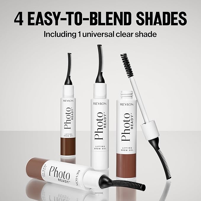 Revlon PhotoReady Lifting Brow Gel, Tinted Eyebrow Lamination with Spoolie Brush, Conditions, Shapes & Defines, 803 Warm Medium Brown, 0.23 fl oz