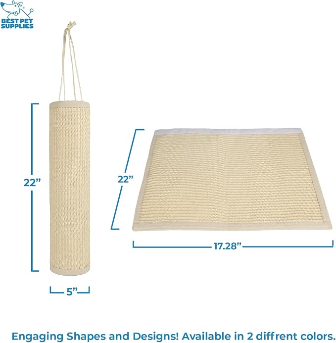 Best Pet Supplies Catify Hanging Cat Scratcher - Log, Beige | Cat Door Scratcher, Scratching Mat, Heavy Duty Sisal, Furniture Protector, Safe for Paws, Non-Slip, Durable, Multi-Functional