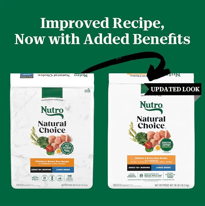 Nutro Natural Choice Large Breed Adult Dry Dog Food, Chicken & Rice, 36 lb | Real chicken #1 ingredient, non-GMO, made in USA, no corn, wheat, soy, supports joints, digestion, immunity, skin & coat