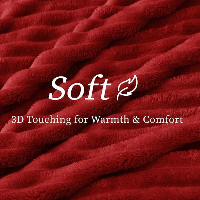 BEDELITE Ribbed Fleece Throw Blanket for Couch, Burgundy, 50"x70" | Ultra-Soft Plush Fleece, Cozy, Warm Yet Lightweight, Ribbed Texture, Home Decor, Machine Washable, Giftable, All-Season Use