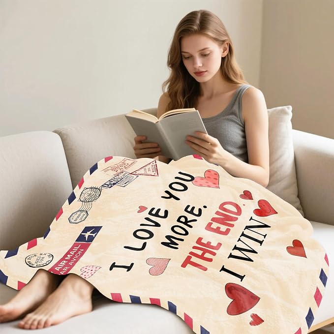 UFOORO Anniversary Couple Gifts for Women, Blanket for Her Him, I Love You More Soft Fleece Throw Blanket, Birthday Romantic Gifts for Girlfriend Boyfriend Wife Husband 55 * 70 inches