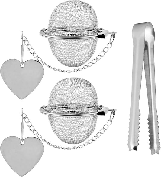 2 Pack Tea Infuser for Loose Leaf-Tea, Stainless-Steel Loose-Leaf Tea Steeper with Tea-Scoop Clip, Tea-Strainer Ball, Extra Fine Mesh, Rustproof, Easy to Clean