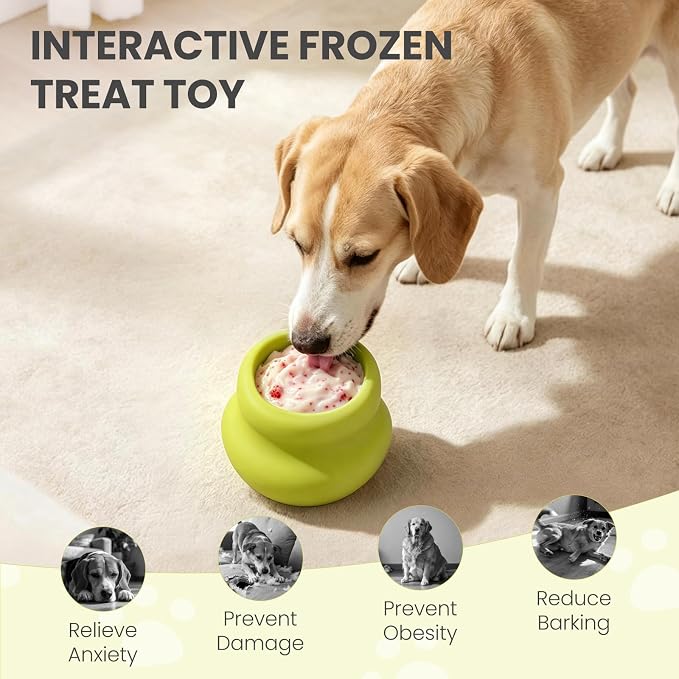 MateeyLife Freeze Dog Enrichment Lick Toy, Stuffable Frozen Lick Treat Bowl