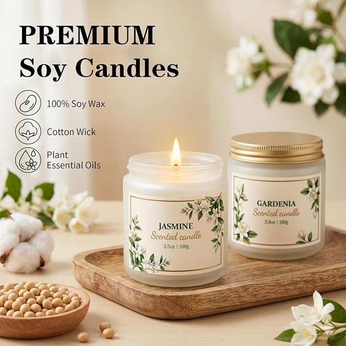 6 Pack Scented Candles for Women – Lavender, Vanilla, Gardenia, Rose, Jasmine, Freesia Floral Scents, 21oz Natural Soy Wax Aromatherapy Candles for Relaxation Stress Relief & Birthday Gifts for Women
