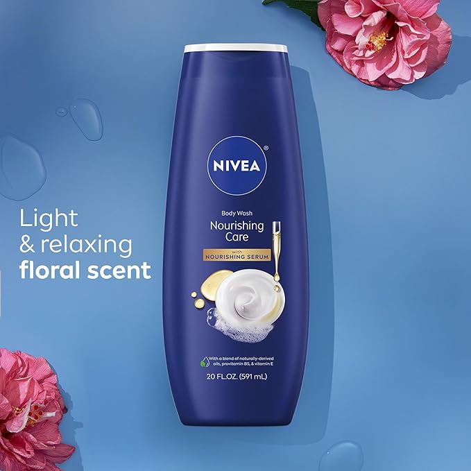 NIVEA Nourishing Body Wash Set with Botanical Blossom, Nourishing Care and Shea Butter Body Washes, Skin Care Set for Women with Provitamin B5 and Vitamin E, 20 Fl Oz Bottle, Pack of 3