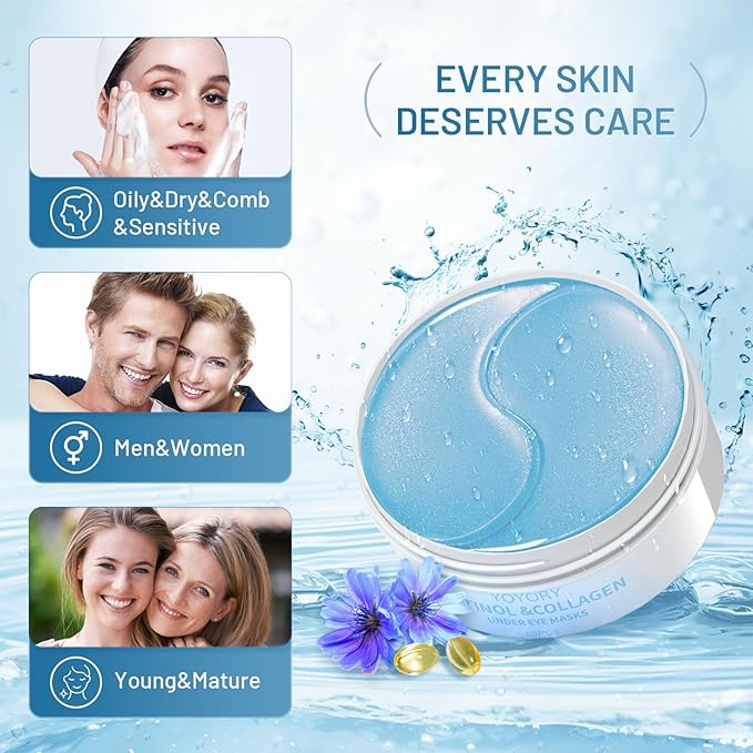 Under Eye Patches Masks - Reduce Puffy Eyes, Dark Circles,Undereye Bags, Wrinkles,Infused Peptide Collagen and Hyaluronic Acid,Vegan Cruelty-Free Self Care 32 Pairs