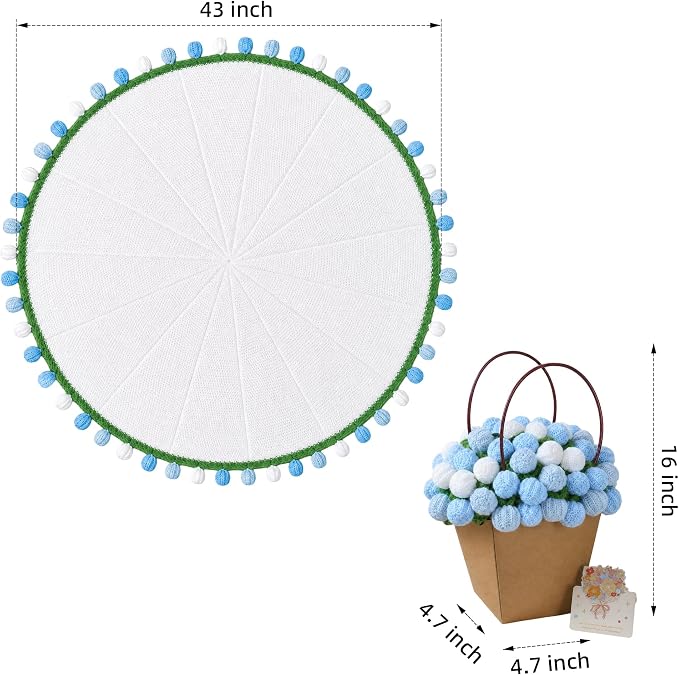 Ivydale Crochet Flower Bouquet Throw Blanket with Blue Rose