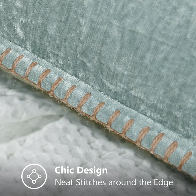 decorUhome Soft Chenille Throw Pillow Covers 20x20 Set of 2 Aqua Haze | Fall Textured Decorative Throw Pillow Cases Stitched Edge Modern Farmhouse Luxury Boho Velvet for Couch Sofa Bed Home Decor