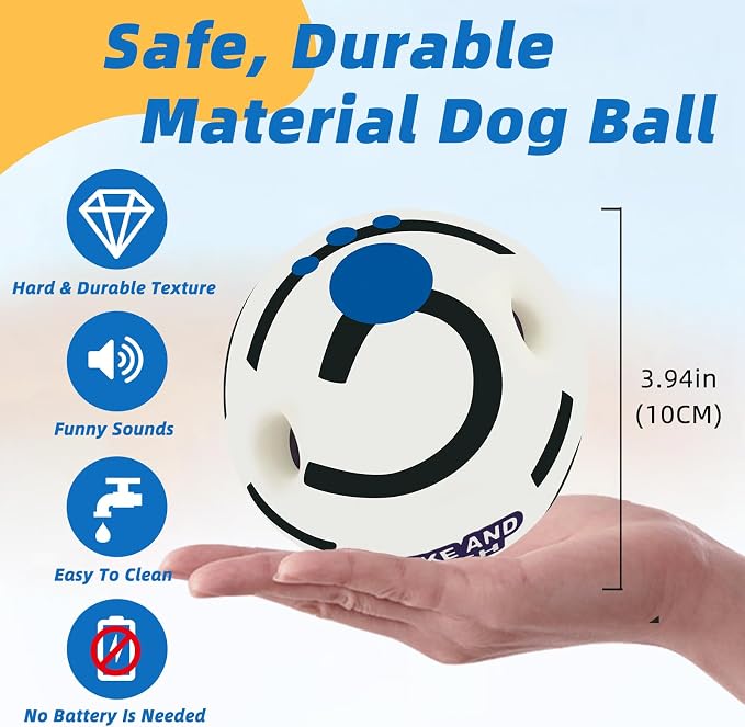 Glow in The Dark Dog Toys Ball, L, 3.94 in (10 cm) | Interactive, Shaking with Gibbering Sound