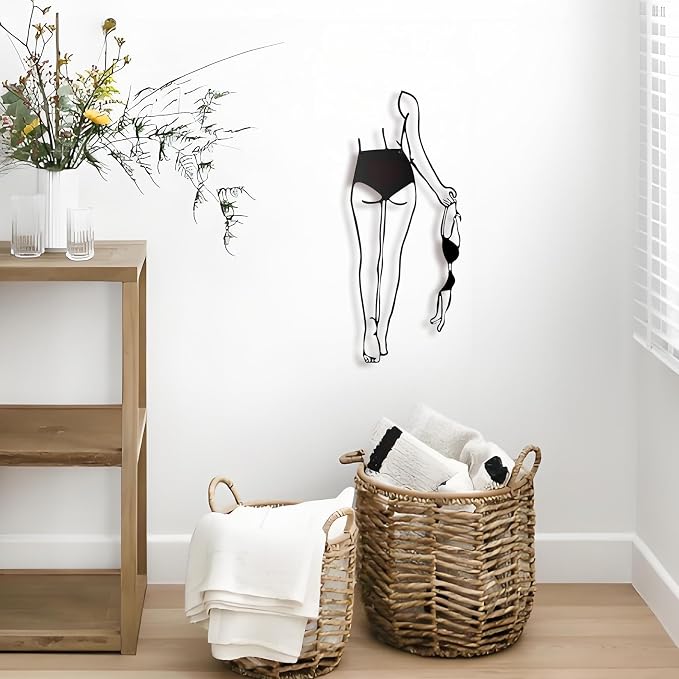 Sexy Metal Wall Art, 3D Abstract Woman Sculpture for Bedroom Black Decor | Sleek 3D abstract female figure in black metal, modern & artistic accent for bedrooms, living rooms, or boudoirs