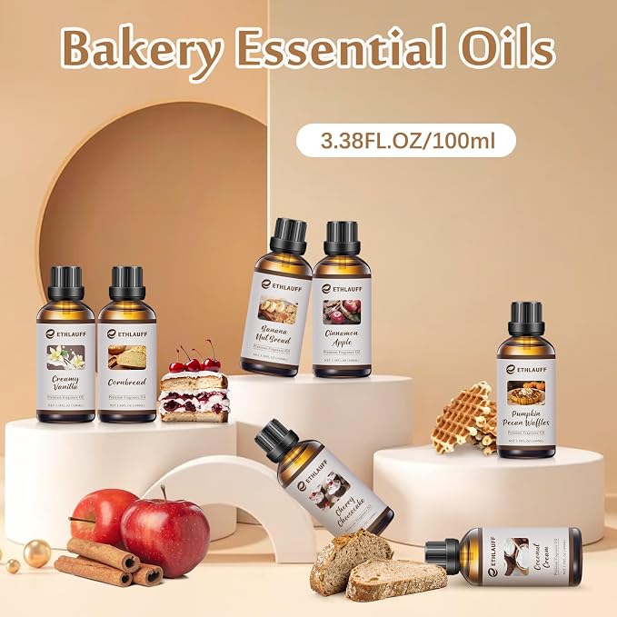 Cinnamon Apple Essential Oil, 100ml Fall Essential Oil for Diffusers for Home,Candle Scented Oils for Soap Making, Bath Bombs, Massage -3.38FL.OZ