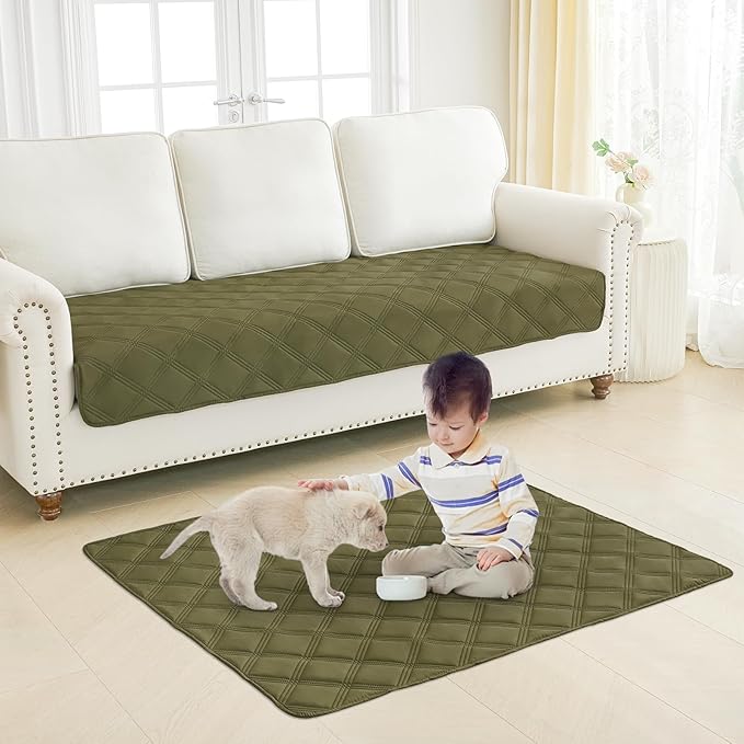 Smiry Waterproof Dog Bed Cover, Reversible Pet Blanket for Sofa Couch | Soft Washable Dog Blanket, Leakproof Couch Cover for Dogs Cats & Furniture Protection, 30x70, Green/Navy