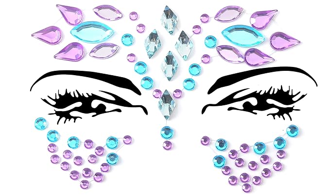 FACEGEM LONDON Face Gems Adhesive Glitter Jewel Tattoo Sticker Festival Gems Rave Party Body Make Up (21 PCS FACE GEMS)