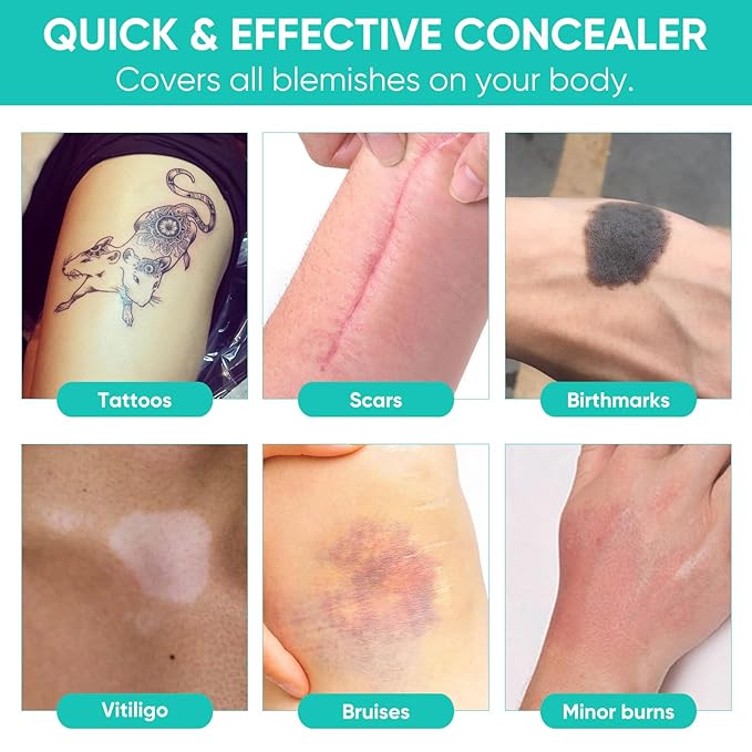 Tattoo Cover Up Patch - Ultra-Thin Waterproof & Breathable Stickers | Conceal Tattoos, Scars, Birthmarks | Invisible, Skin-Friendly, Long Lasting Adhesive Tape (6 Pcs)