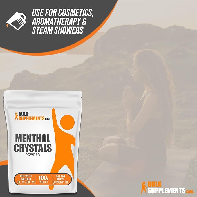 BulkSupplements.com Menthol Crystal - Natural Menthol Crystals - Menthol Crystals for Soap Making, for Shower Steamers Aromatherapy - Pure & Gluten Free, 100g (3.5 oz)