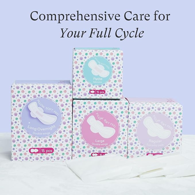 PurComfy Teens Maxi Period Pads with Wings for Tweens, Organic Cotton Sanitary Pads for Teens Girls 9-14, Long Overnight Size, 15 CT (Pack of 2)