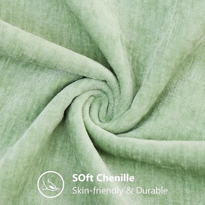 decorUhome Soft Chenille Sage Green Throw Pillow Covers 18X18 Set of 2 | Decorative Fall Couch Pillow Covers Solid Dyed Accent Modern Farmhouse Neutral Square Pillow Cases for Sofa
