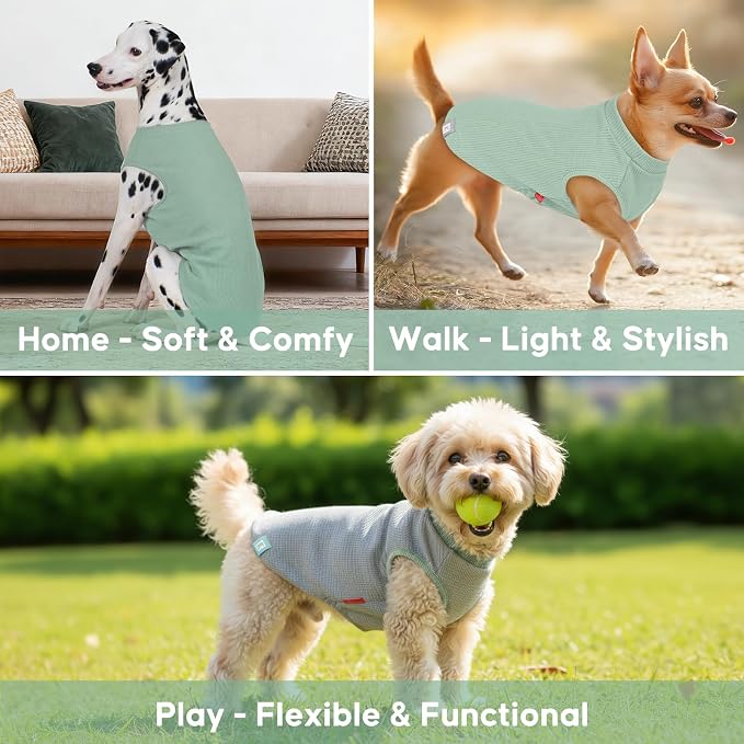 KYEESE 2Pack Waffle Dog Shirt for Small Dogs Striped Dog Sweater Tank Top | Cozy Warmth, Lightweight & Breathable, Gentle on Sensitive Skin, Stretchy & Free to Move, Comfortable Daily Wear