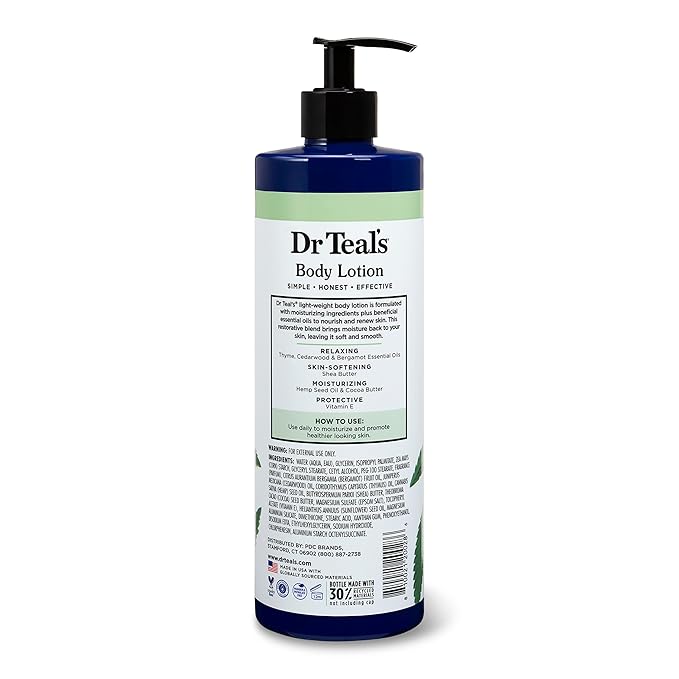 Dr Teal's Body Lotion, Cannabis Sativa Hemp Seed Oil & Essential Oils, 18 fl oz (Pack of 3)