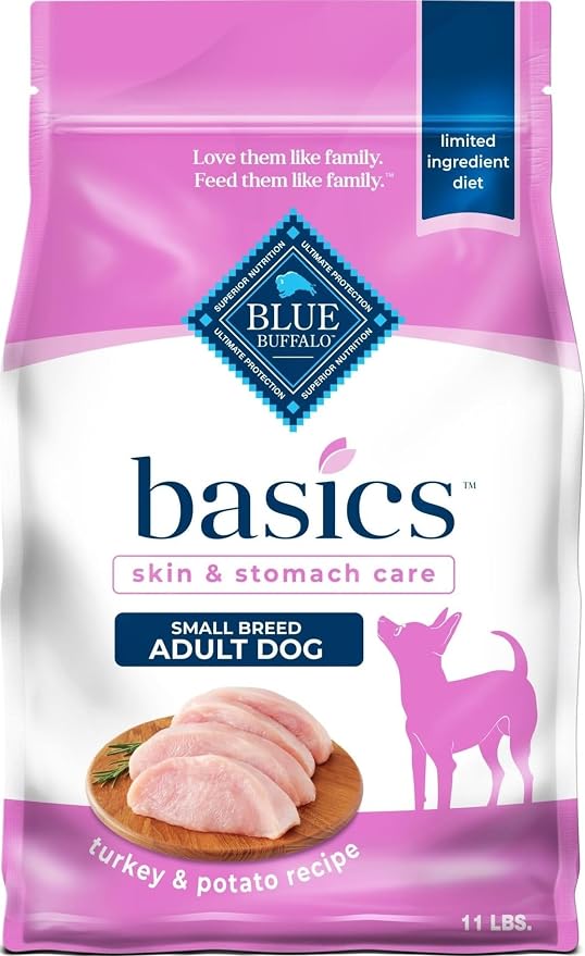 Blue Buffalo Basics Turkey Small Breed Adult Dry Dog Food, 11 lb | Skin & Stomach Care, Real Turkey #1 Ingredient, Limited Ingredient Diet, Antioxidant-Rich LifeSource Bits, High Energy Needs