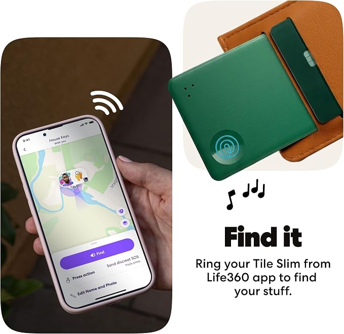 Life360 Tile Slim - Wallet Finder, Bluetooth Tracker and Item Locator for Luggage Tags, Passports and More. Both iOS and Android Compatible. Phone Finder. 1-Pack (Green Surf)