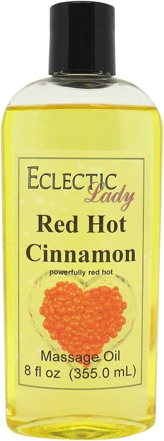 Red Hot Cinnamon Massage Oil, 8 oz, With Sweet Almond Oil and Jojoba Oil