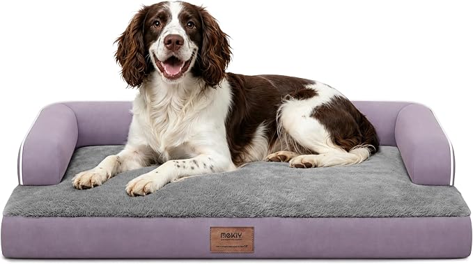 Orthopedic Waterproof Dog Bed with Bolster for Extra Large Size Dogs | Pillow Support for Neck Relief, Egg Crate Foam, Waterproof Liner, Anti-Slip Bottom, Removable Bolster Cover, 48 x 33 Inch