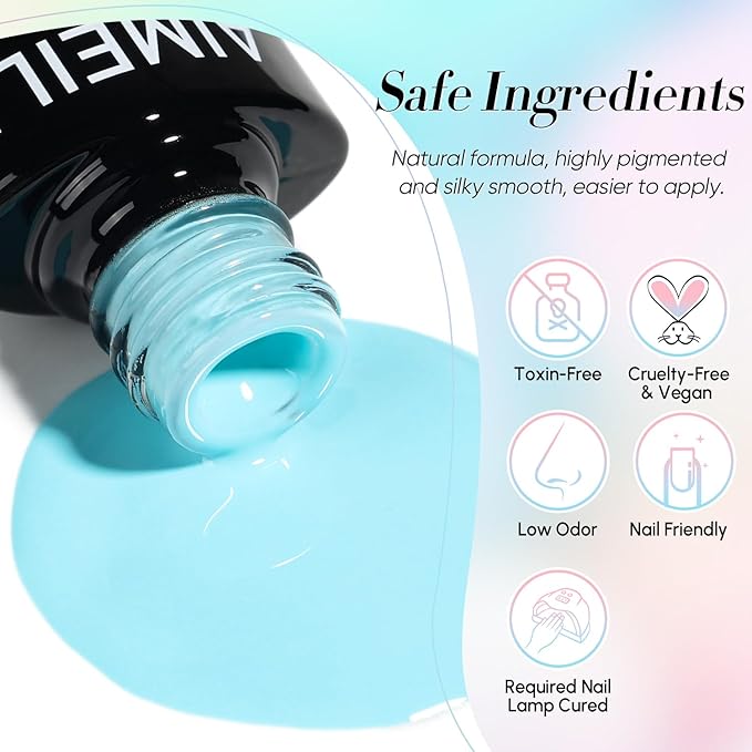 AIMEILI Summer Gel Nail Polish Set 12pcs, Hema Free, Cruelty Free, Vegan, Soak Off U V LED Nail Art Manicure Salon DIY for Women - Kit 33