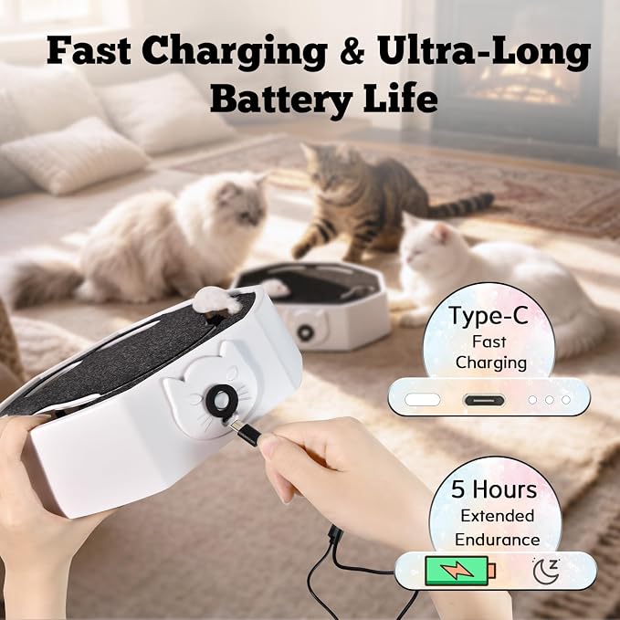 Automatic Cat Toy, Rechargeable Interactive Cat Toy with 4 Modes & Sounds