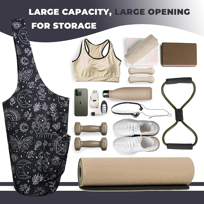 Yoga Mat Bag Carrier for Women Workout Large Waterproof with Zipper Pocket, Keychain and Wide Shoulder Straps