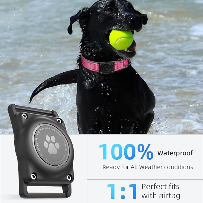 Upgrade Dog Collar with AirTag Holder, IP68 Waterproof, Watermelon red, XL | Built-in Water Resistant AirTag holder, 1000D Nylon, Reflective Stitching for Night Visibility, Soft padding for Comfort