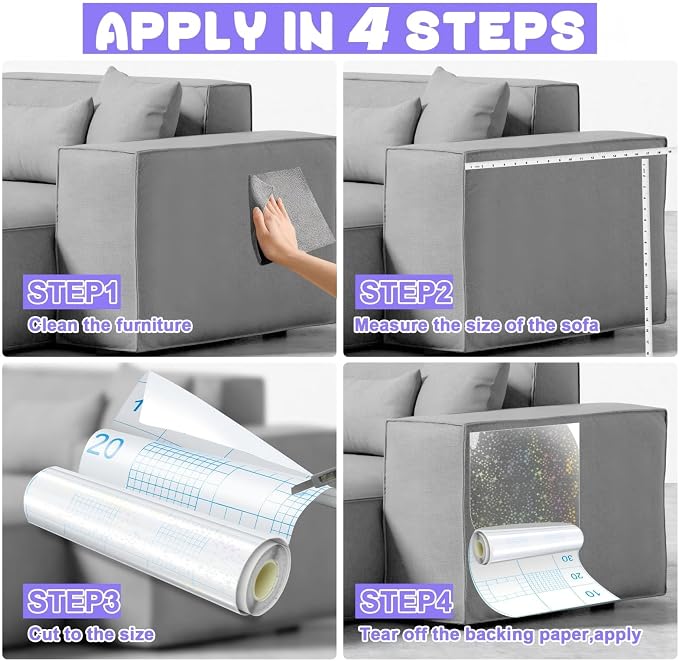 JINVOGREEN Iridescent Cat Scratch Furniture Protector, 160 x 12.4 in | Thickened Self-Adhesive Protector Designed to Help Shield Couches and Other Furniture from Cat Scratching