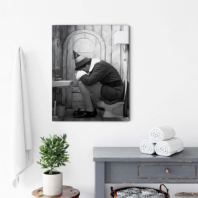 Funny Bathroom Canvas Wall Art, Toilet Paper Humor Poster, 11x14 Inch | Hilarious bathroom comedy decor and modern toilet artwork, gag gift for home, guest bath or office, Humor Style-03
