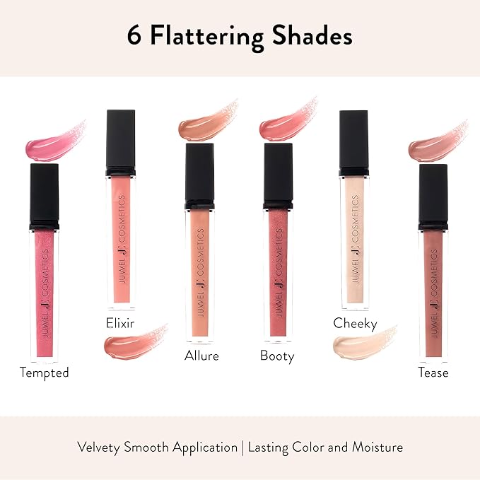 Juwel Cosmetics Luminizing Lip Gloss – Hydrating & Moisturizing for Dry Lips with Beeswax, Castor Oil & Vitamin E, Smooth Finish Tinted Lip Gloss for Women, Vegan, Allure