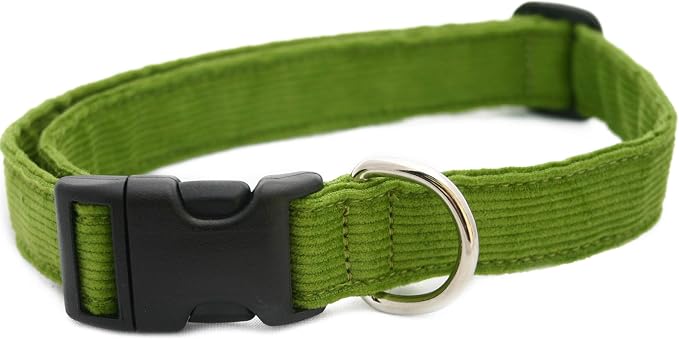 Hemp Corduroy Dog Collar Available in 9 Colors (Rust, Marigold, Bronze, Avocado, Blue, Plum, Pink, Red, Black) Sold in 6 Sizes (3/4" Small, Avocado)