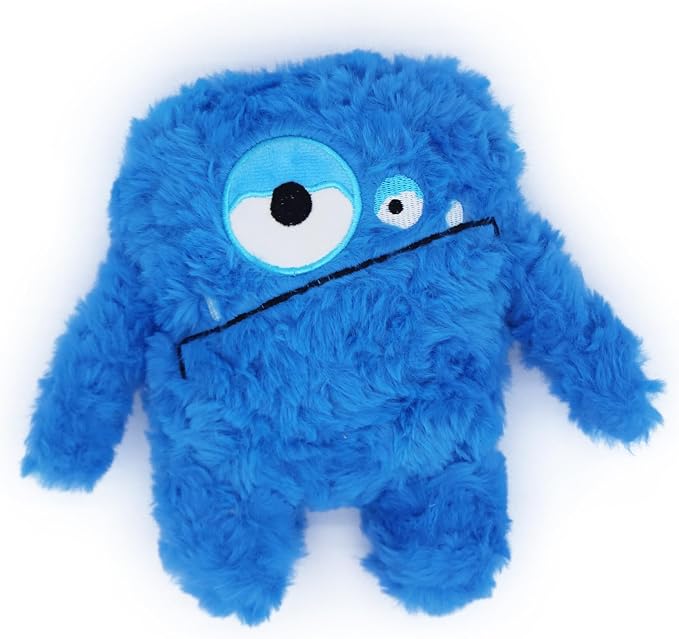 Monster Stuffed Squeaky Dog Toy, Crinkle Dog Plush Toy, Blue | Soft Lightweight Toy for Fetch and Chew, Interactive Outdoor Indoor Play for Tug, Birthday Gift, For Puppy Small Medium Dog