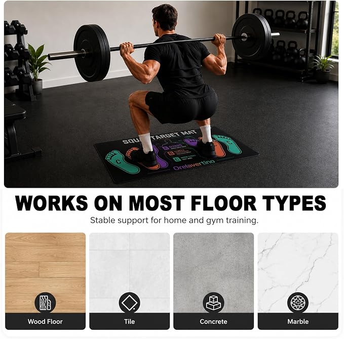 Squat Mat with Foot Position,Non-Slip Workout Mat for Squats & Leg Exercises, Improves Muscle Activation & Knee Support, Home Gym Fitness Mat,30 * 13.8"inch Squat Pad