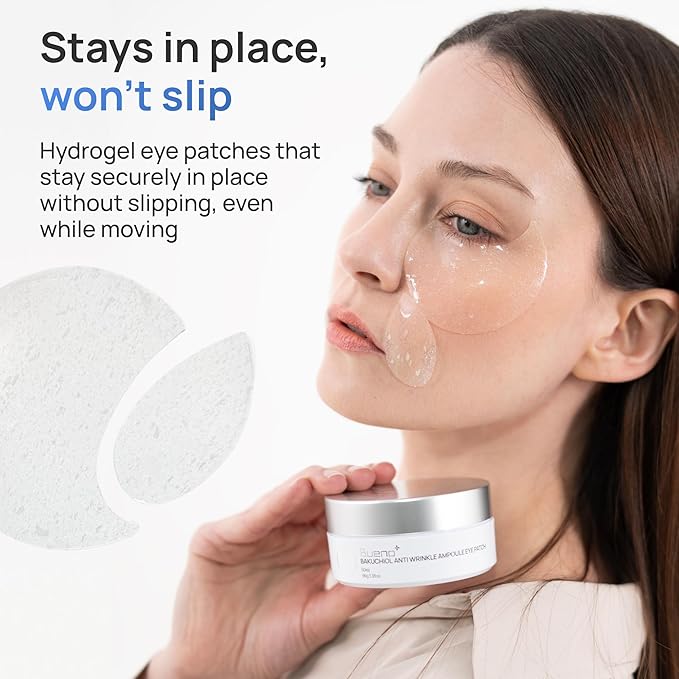 Bueno+ Bakuchiol Anti-Wrinkle Ampoule Eye Patch, 60 Patches, Under Eye Patches for Puffy Eyes and Dark Circles with Bakuchiol and Retinol, Korean Skin Care