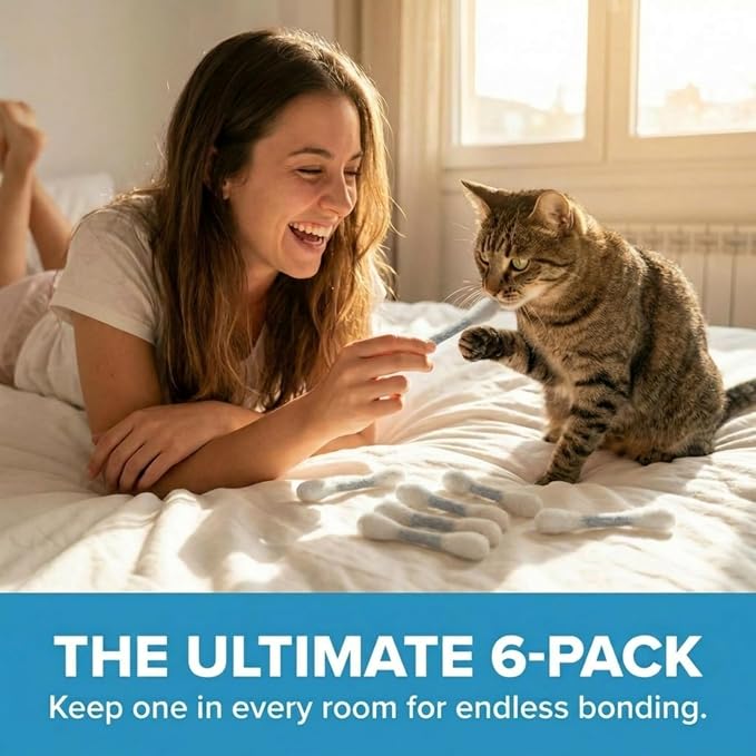 Glaciart One MINI Swabs Cat Toys with Catnip - 6 Pk | Durable for Chew, Cute Cat Toys Interactive Kitty for Boredom, Exercise, & Play | Filled w/Organic Catnip for Anxiety & as Digestive Aid