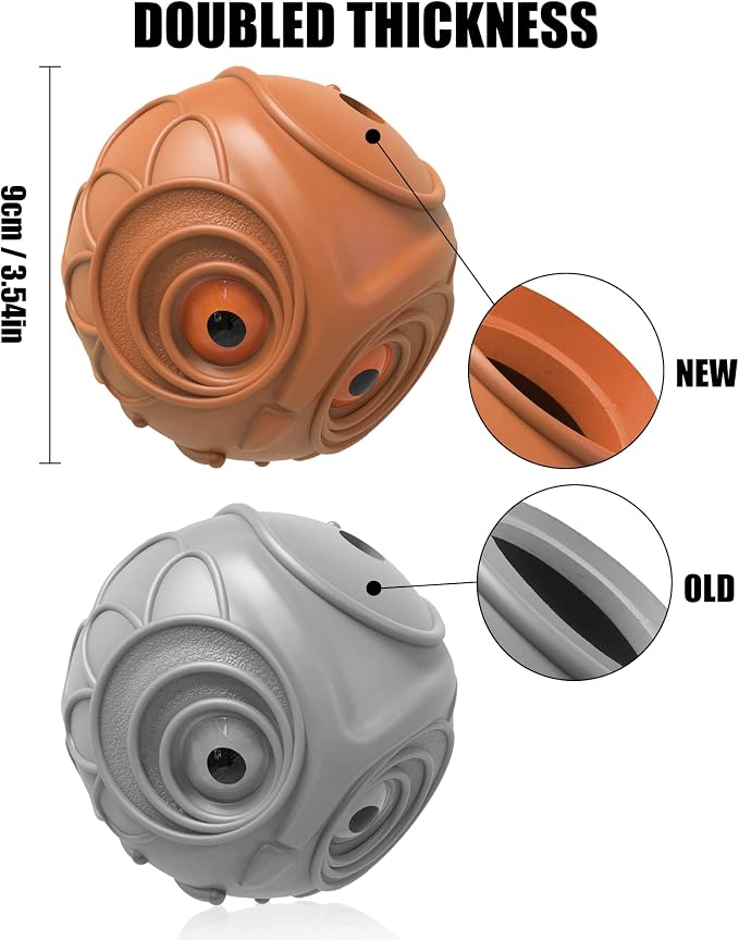 Mewlmart Giggle Ball for Dogs Owl Toys for Aggressive Chewers Dog Ball Toy for Puppy Medium Large Dogs Fun Gift for Dog Natural Rubber Hoot Brown