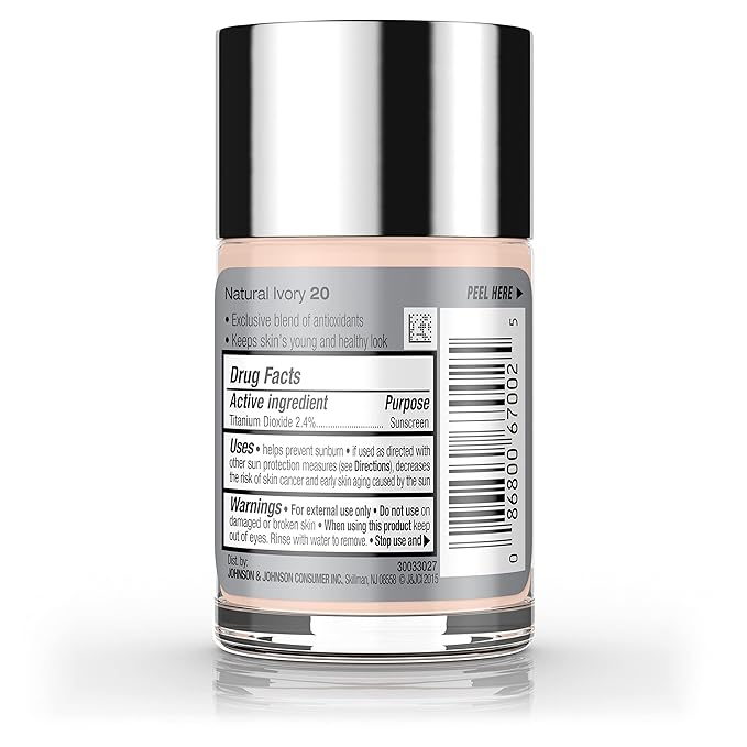 Neutrogena Healthy Skin Liquid Foundation Makeup with Broad Spectrum SPF 20 Sunscreen, Lightweight, Medium Coverage Makeup with Sunscreen and Pro-Vitamin B5, Natural Ivory 20, 1 fl. oz