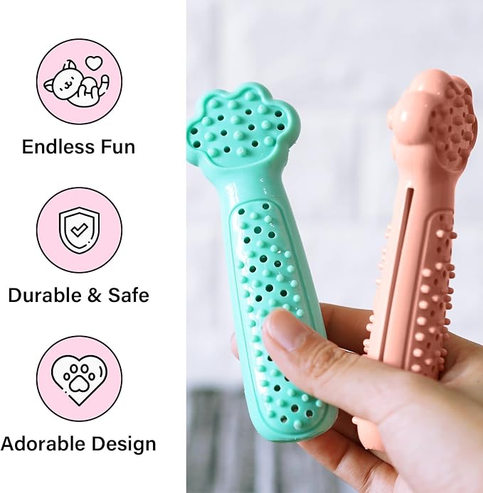 Cat Teething Toy, Cute Paw Chew Toys for Cat Dental Care, Pet Treat Dispenser Toy for Kitten Chewing, Kicking and Boredom Releasing, Pet Puzzle Toys (Pink-2 PCS)