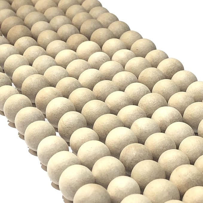 ABCGEMS (Essential-Oil-Diffuser) Rainforest Wild Mamalas Whitewood Wood Beads - Matte Finished (Known for Its Calming Effects- Combining Beauty with Wellness Benefits) Smooth Round 6-7mm (Non-Shiny)