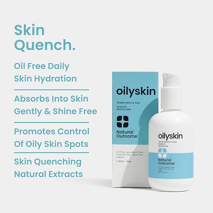 Oily Skin Moisturizer | Oil Free Daily Facial Moisturizer Gel w/Hyaluronic Acid | Watermelon & Aloe Vera Hydrating Face Lotion | Non-Greasy Lotion for Oily Skin Types | 4 oz by Natural Outcome