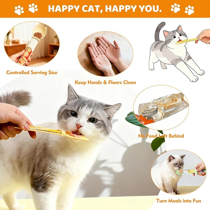 3PCS Cat Treat Spoon for Wet Food & Liquid Lickable Cat Snacks