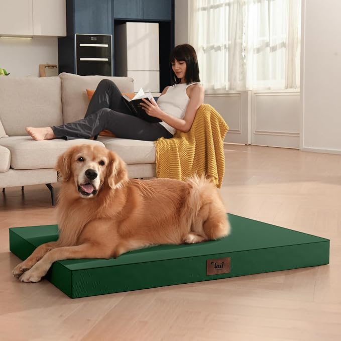 Large Waterproof Orthopedic Dog Bed with Egg Crate Foam | Fits 42x28 Crates, TPU Waterproof Layer, 1680D Washable Oxford Cover, Portable Handle, Indoor & Outdoor Use, Up to 80 lbs