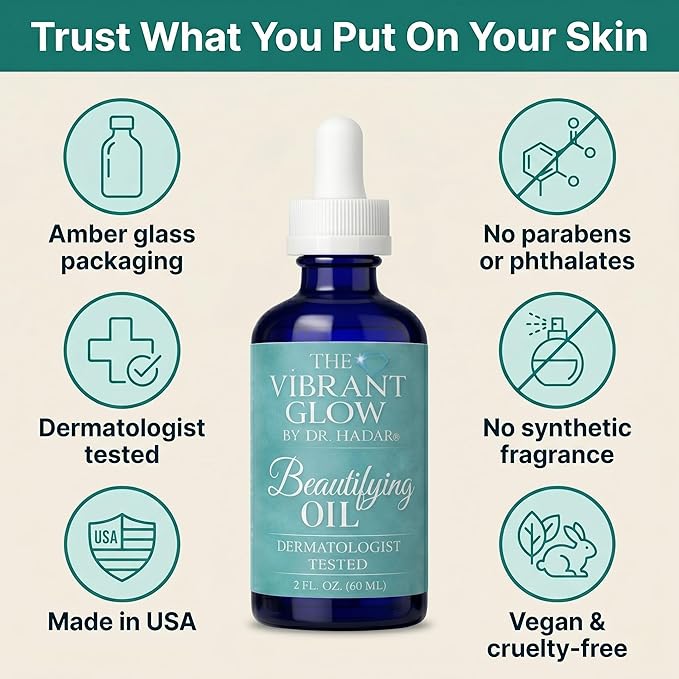 The Vibrant Glow, Pregnancy & Postpartum Oil for Stretch Marks & C-Section Scars, Deep Hydration for Stretching Skin, Doctor-Formulated Pure Oil Blend, Rosehip & Vitamin E, Dermatologist Tested, 2oz