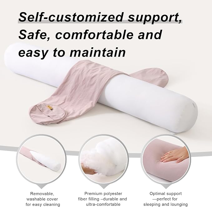 Body Pillow for Adults,Long Round Pillow,Big Cylindrical Pillow,Large Full Bolster Pillows for Side Sleepers (Purple, 47.24"*7.87")